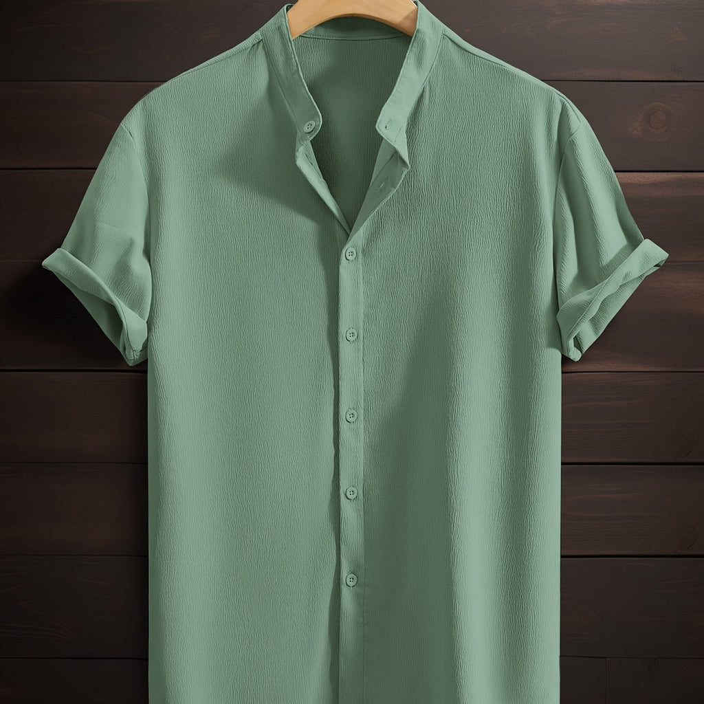 Men's Casual Breathable Polyester Fiber Stand Collar Shirt