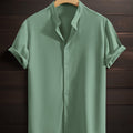 Men's Casual Breathable Polyester Fiber Stand Collar Shirt