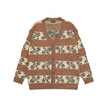 Jacquard Stripe Embroidered Pattern Knitwear Men's V-Neck Sweater