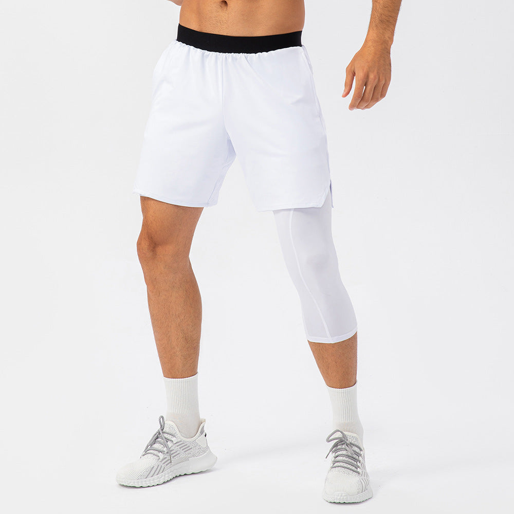 Men's Tight Single Leg Fitness Pants Pocket Length