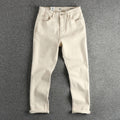 Vintage Raw Creamy-white Fabric Washed Jeans