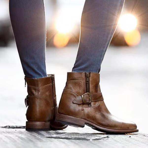 Low-heel Square Heel Short Martin Boots