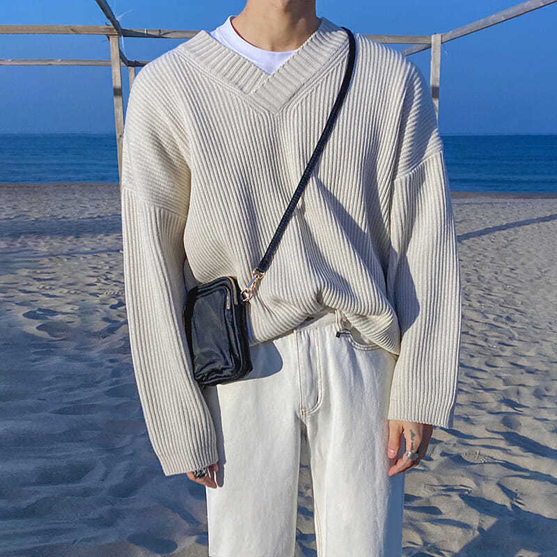 V-neck Sweater Lazy Korean Style Trend