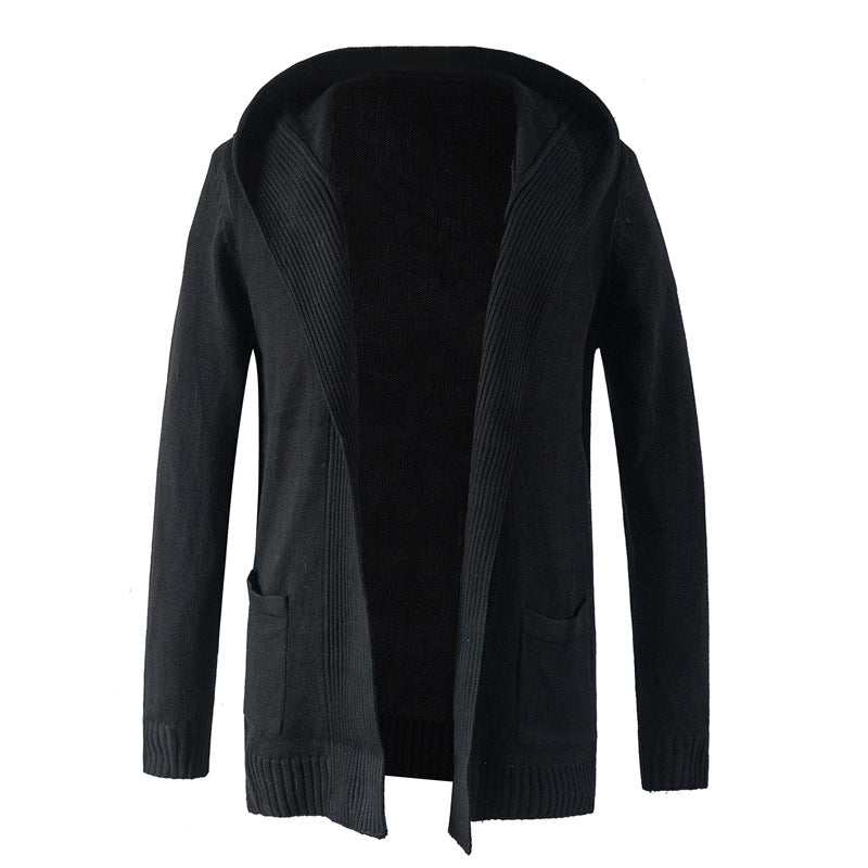 Men's Sweater Cardigan Mid-length Coat Knit Sweater Windbreaker