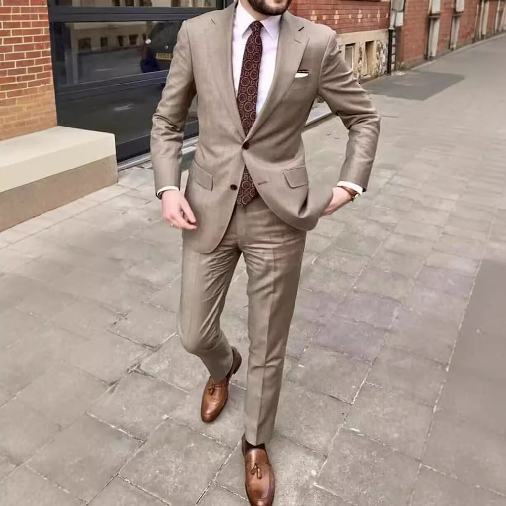 Men's Slim Fit Business Dress Two Button Set