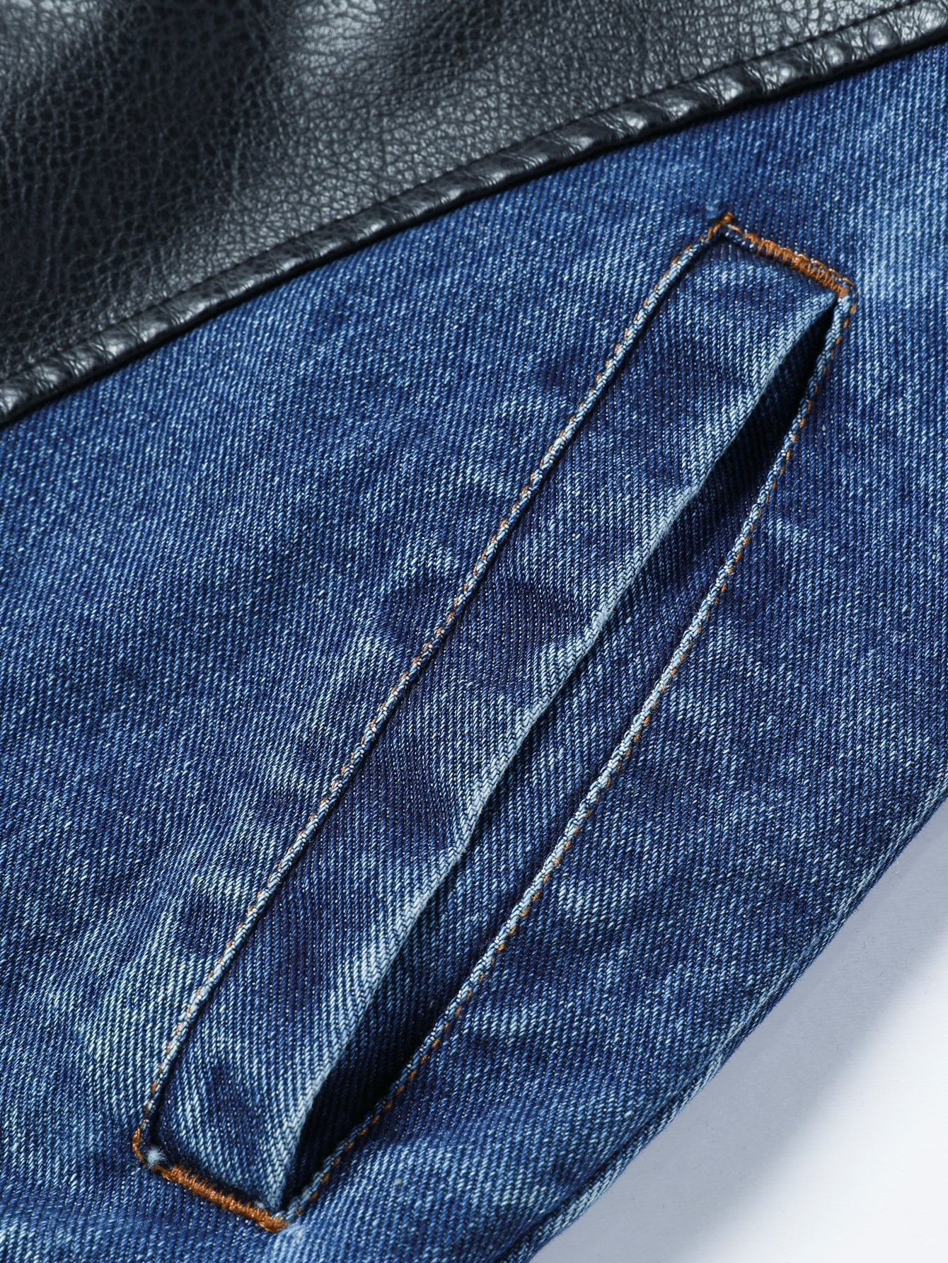 Men's Patchwork Denim Jacket, Diagonal Zipper Collared Work Jacket