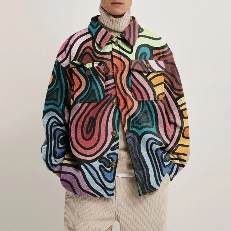 Lapel Print Jacket Men