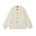 Color Matching Zipped Stand Collar Jacket