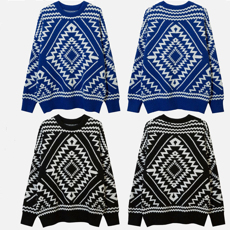 Street Tide Original Design Geometric Totem Sweater For Men