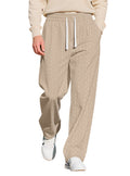 Men's Casual Solid Color Jacquard Cable Knit Large Size Drawstring Trousers