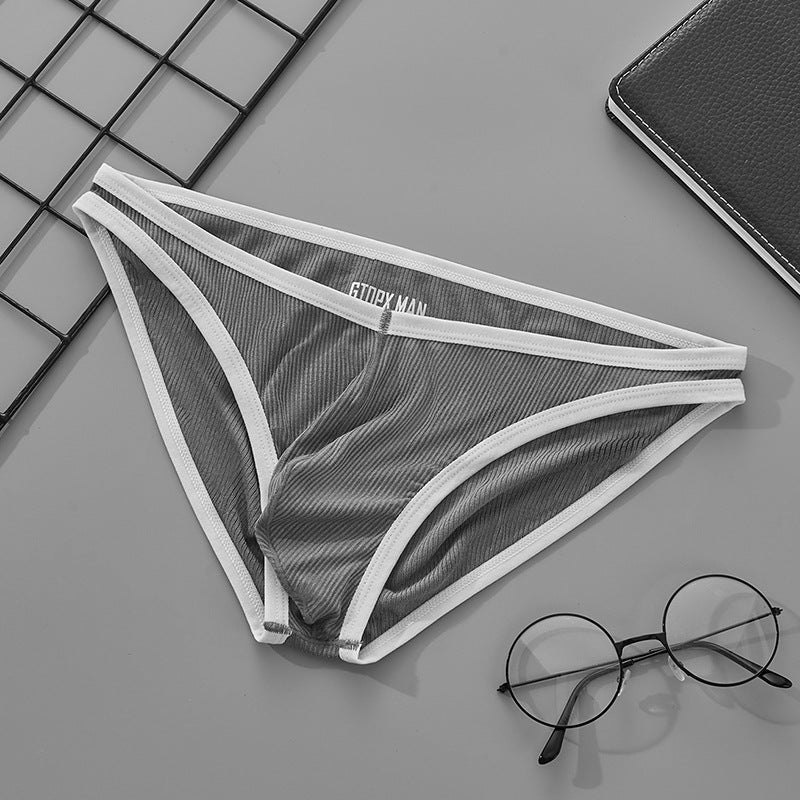 Men's V-shaped Waist Single Layer U Convex Thread Briefs Underwear