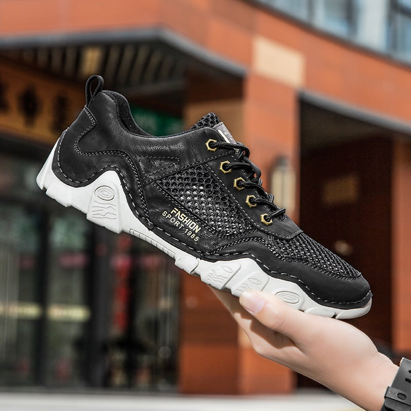 Summer Breathable Casual Shoes Handmade Men's Shoes Work Plus Size Mesh Shoes