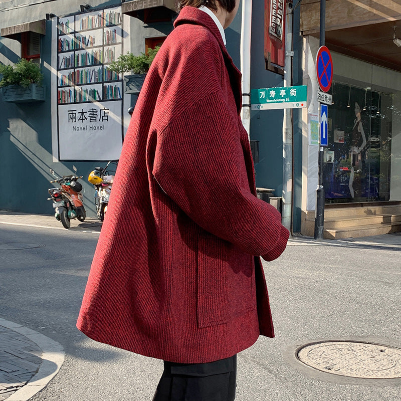 Men's Mid-length New Corduroy Wool Coat Design Sense