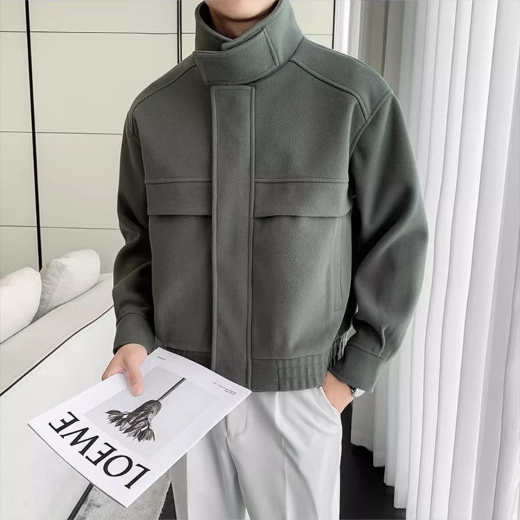 New Fashion Brand Korean Style Ruffle Handsome Stylish Short Sense Woolen Jacket