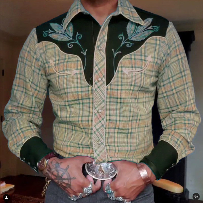 Men's Casual 3D Printing Lapel Long Sleeve Shirt