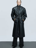 Waist-tight Copper Coin Buckle Below The Knee Trench Coat