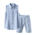 European And American Linen Suit Men's Clothing Casual Polo Collar Sleeveless