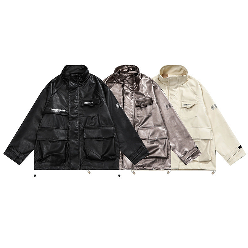 Unisex Print Multi Pocket Long Sleeved Jacket
