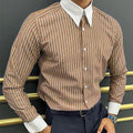 Men's Long Sleeve Shirt Design Striped Business