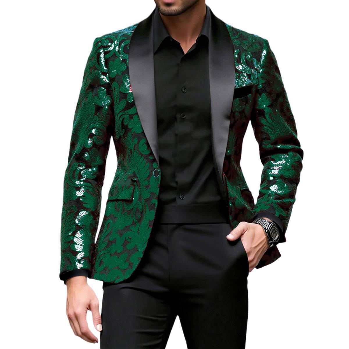 Men's Loose And Versatile Velvet Sequin Suit Jacket