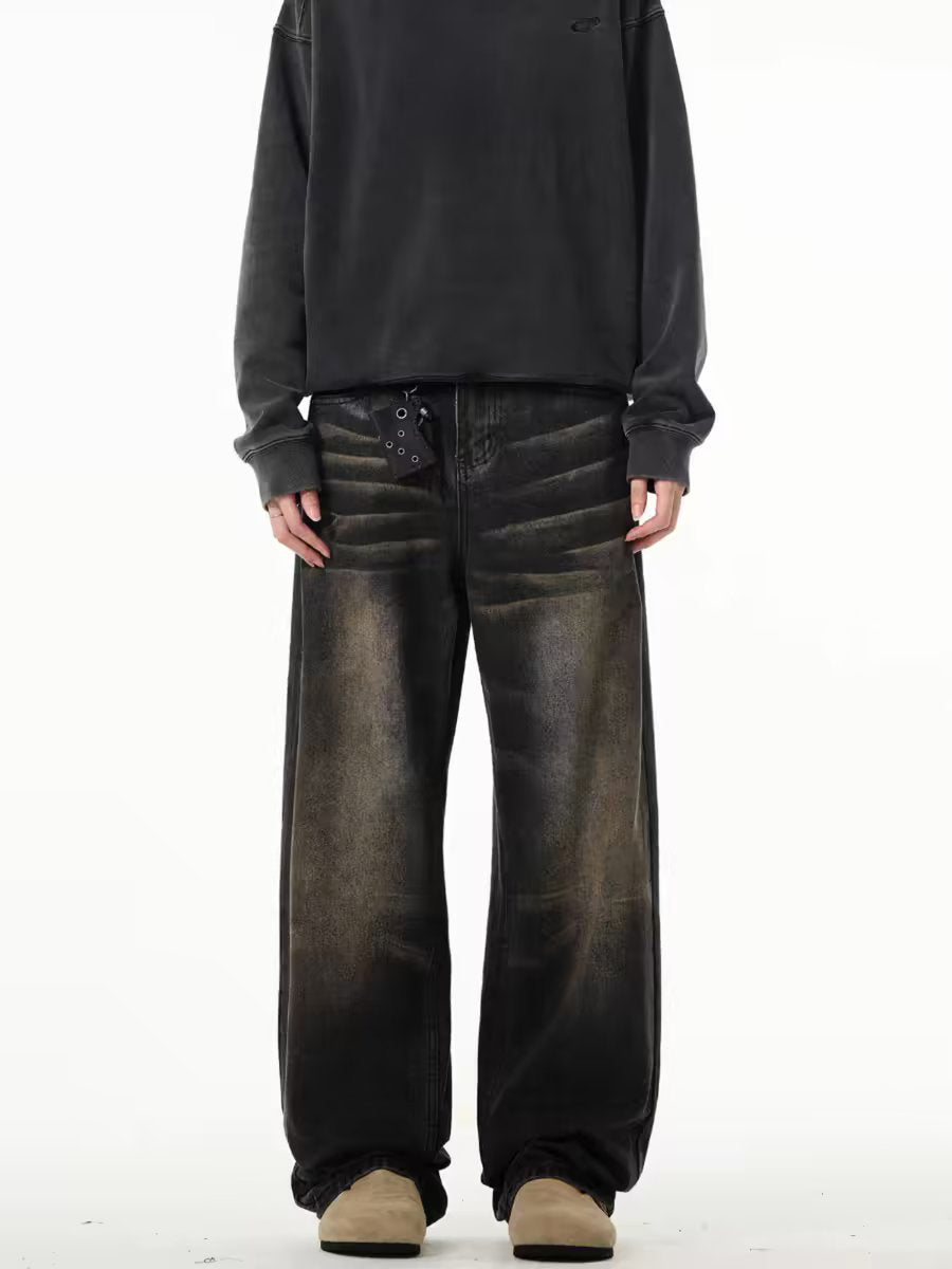 American High-street Wasteland Style Retro Straight-leg Jeans For Men