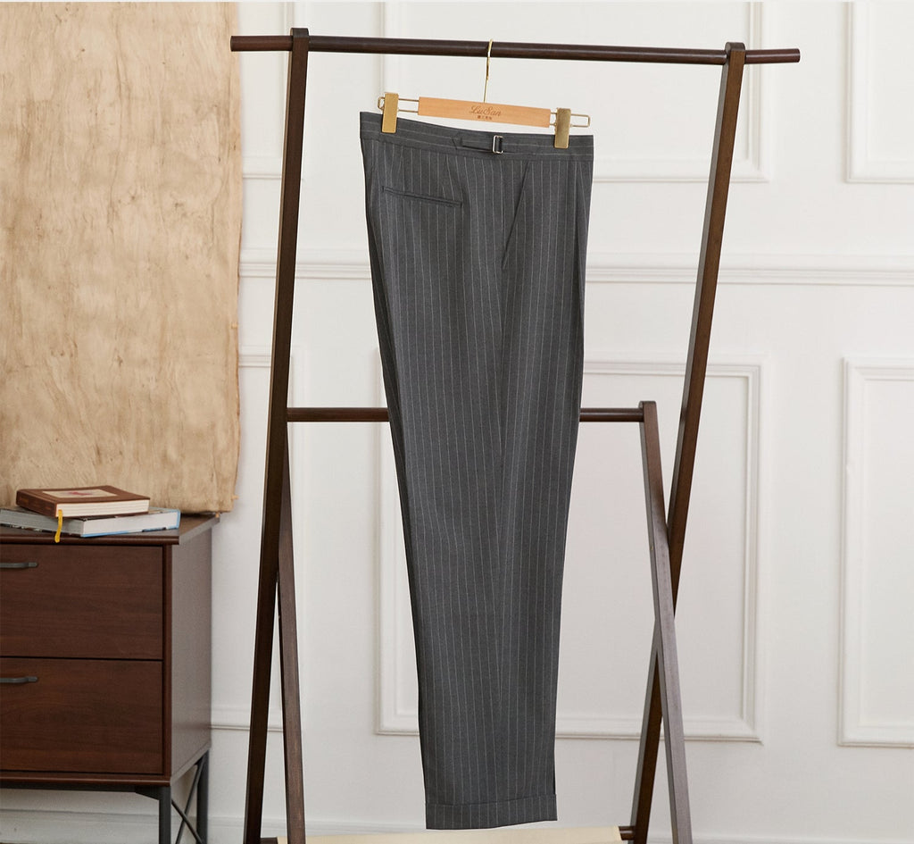 Italian Retro Men's Neapolitan Stripes High-waisted Trousers