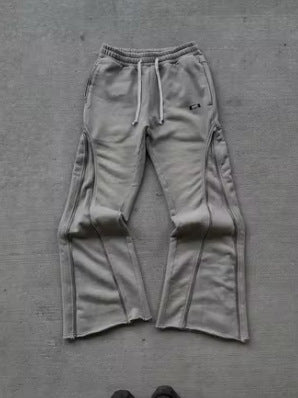 Retro Washed Casual Sports Pants Zipper Decorations High Street