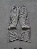 Retro Washed Casual Sports Pants Zipper Decorations High Street