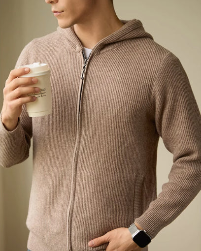 Men's 100 Pure Wool Hooded Cardigan New Autumn And Winter Sweaters