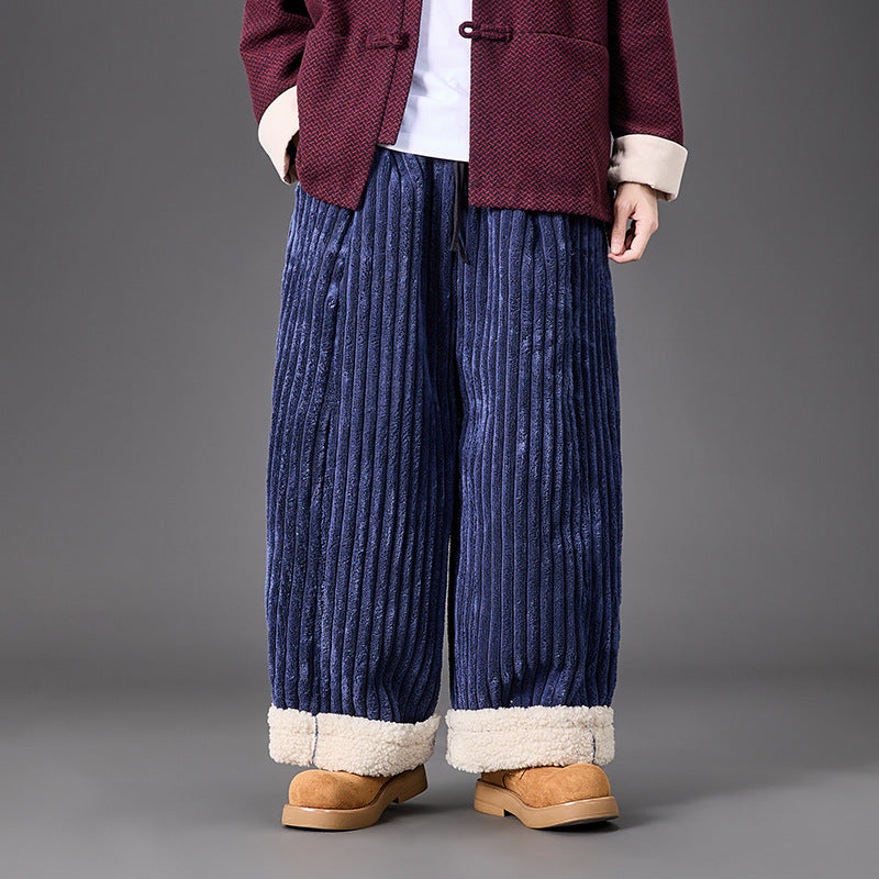 Winter Plus Size Loose Velvet Thickened Wide Leg Retro Trousers Tide