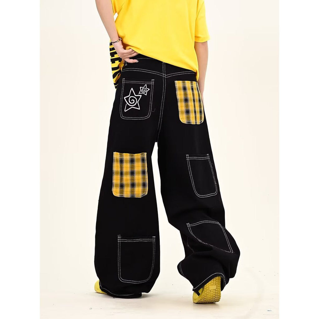 Personalized Letter Jeans Hip Hop Ins Trendy High Street Fashionable Pu Handsome Trousers