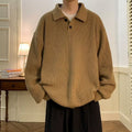 Polo Collar Sweater Men's American Retro Coffee Color High Sense Oversize Inner Sweater