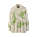 Pigeon Jacquard Furry Lapel Sweater