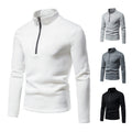 Hollow Youth Placket Zipper Design High Neck Bottoming T Shirt Sweater Men
