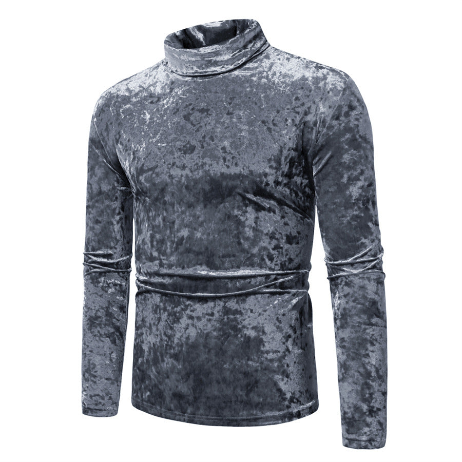 New Men's Long-sleeve Fashionable Velvet High-neck Undershirt