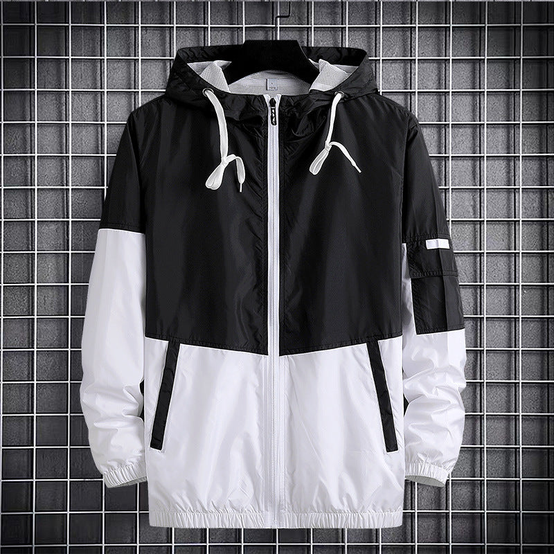 Men's sports plus size hooded jacket trench coat