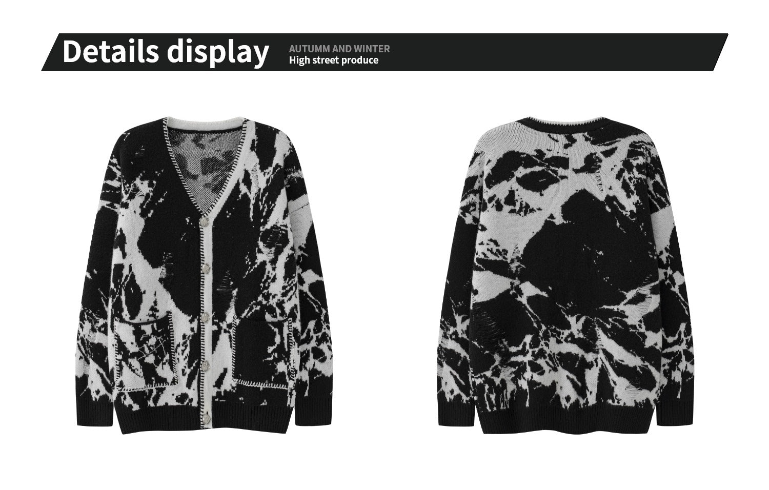 Snowflake Ripped Niche V-neck Knitted Tup Cardigan