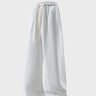 Drawstring Sports Pants Pockets Micro Elastic Knitted Fabric Breathable Straight Casual Long