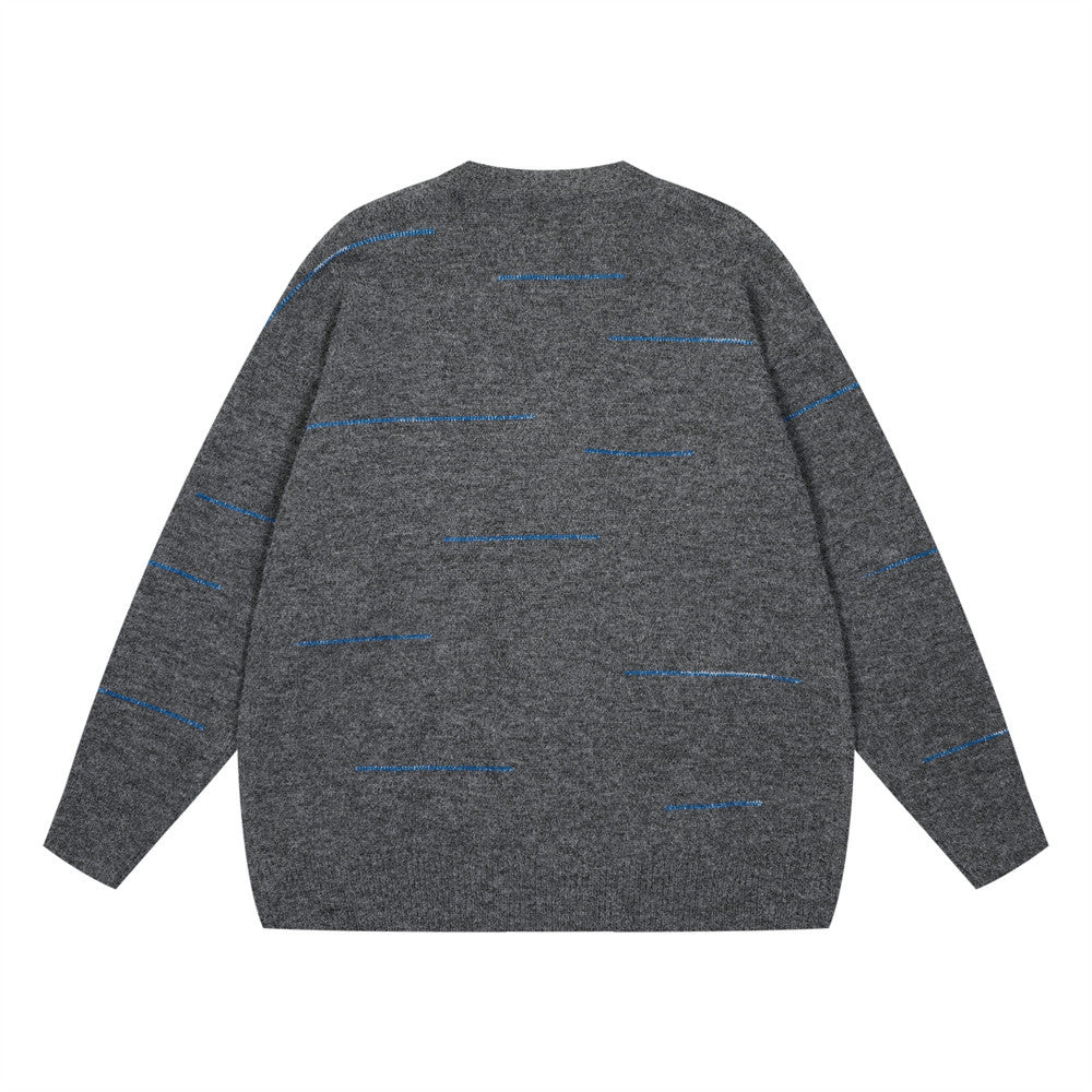 Fashion Line Knitted Cardigan Men's Sweater