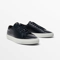 Simple Lace Sports Leather Lace-up Flat Bottom Casual Sneakers