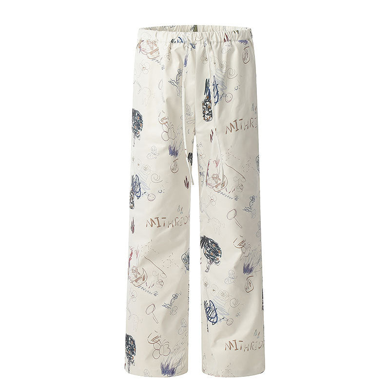 Graffiti Spray Paint Jeans Loose Wide-leg Straight Pants