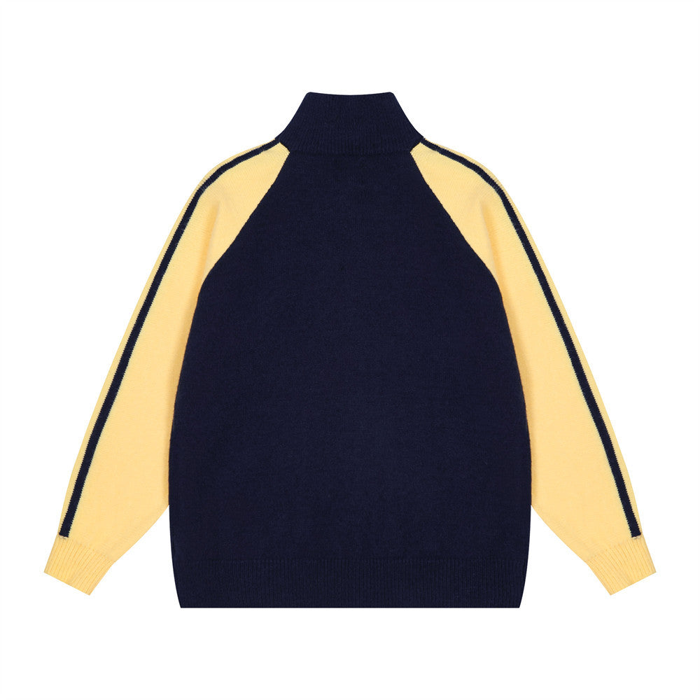 European And American Street Trendy Color Contrast Patchwork Long Sleeve Men's Loose High Street Sweater