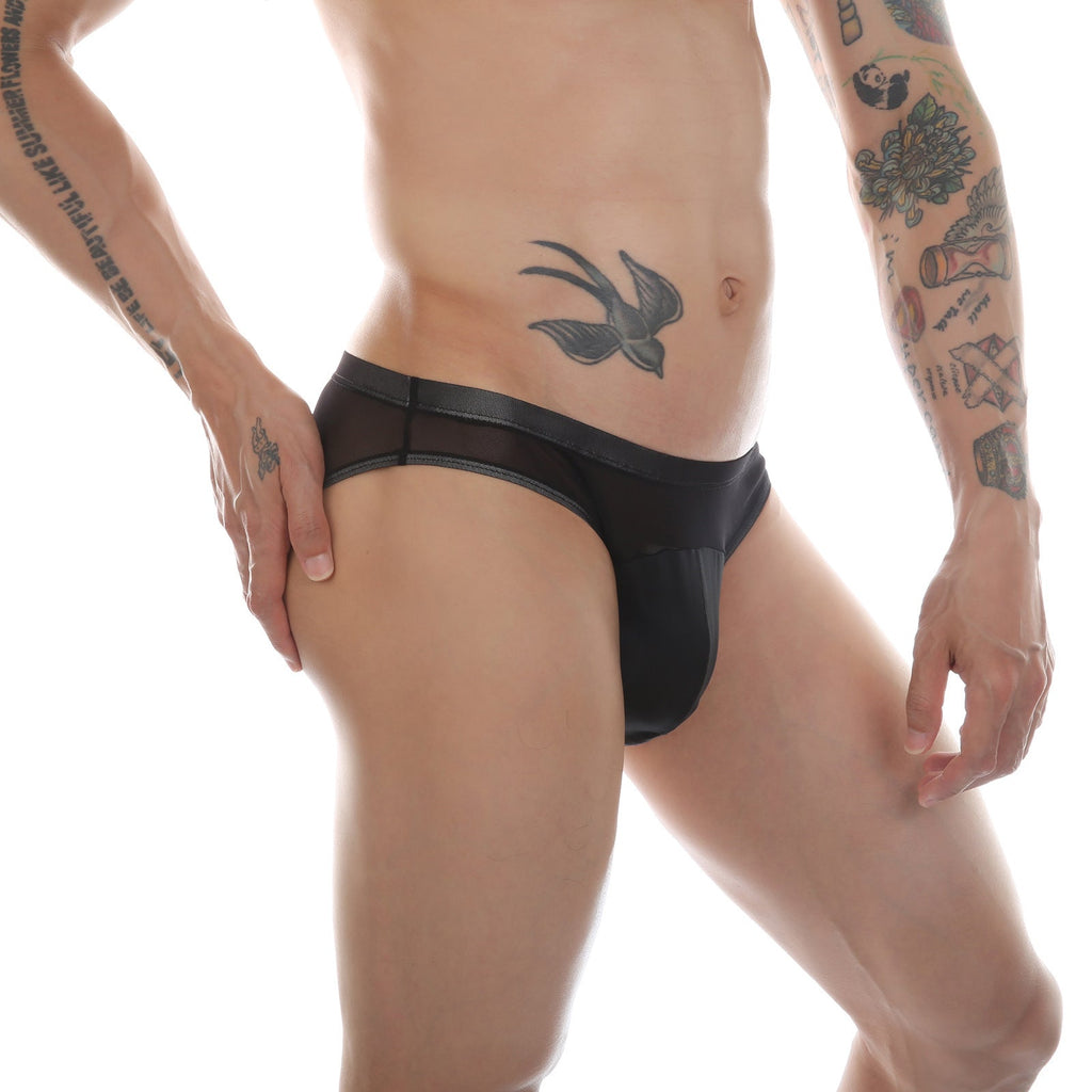 Mens Mesh Sheer Briefs With A Faux Pouch