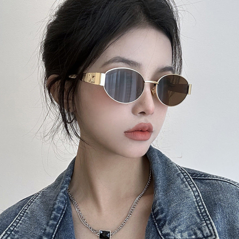 New Oval Sunglasses Metal Fashion