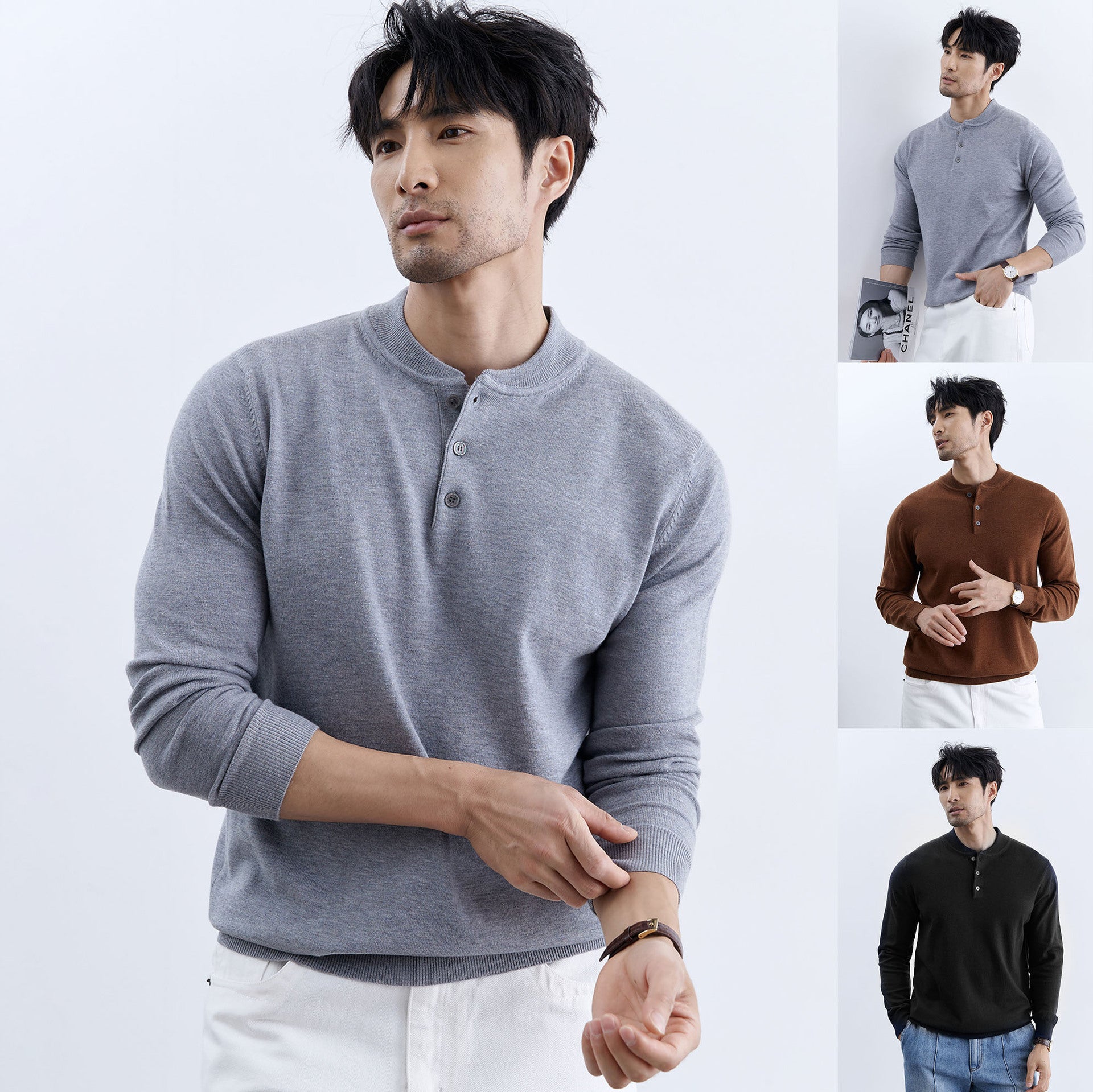 Autumn And Winter New Long-sleeved Knitted Sweater For Men Slim Fit