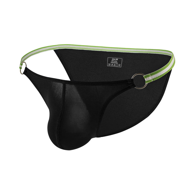Iron Hoop Men's Pure Color Ice Silk Hollow Breathable Briefs