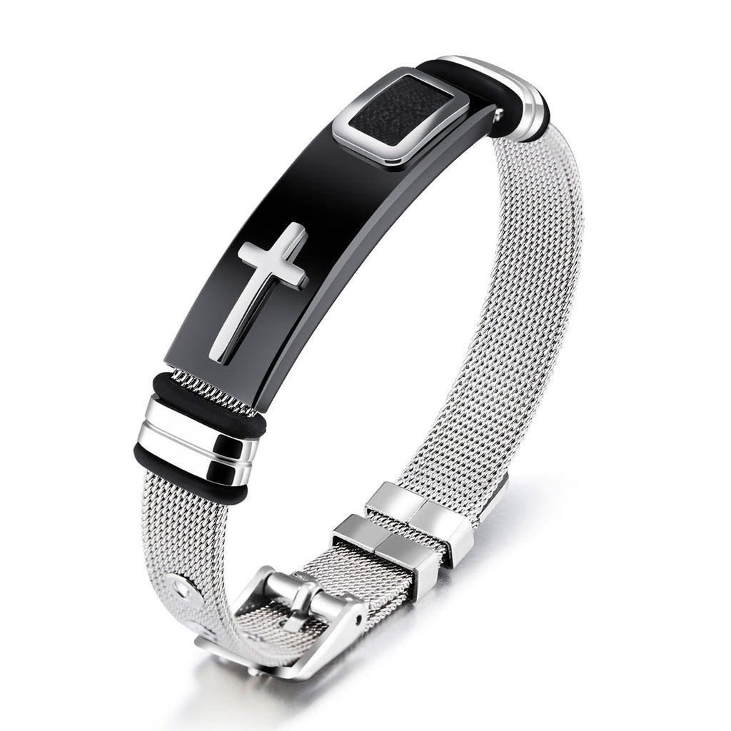 Gold Cross Titanium Bracelet