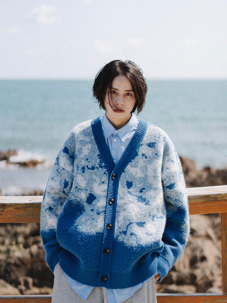 Men's Loose Knitted Long Sleeve Jacket