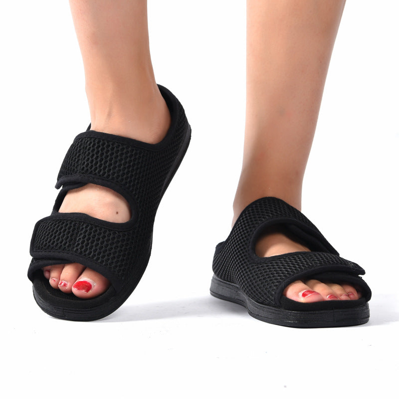 Wide Puffy Fat Big Foot Bone Adjustable Rubber Foam Bottom Loose Slippers