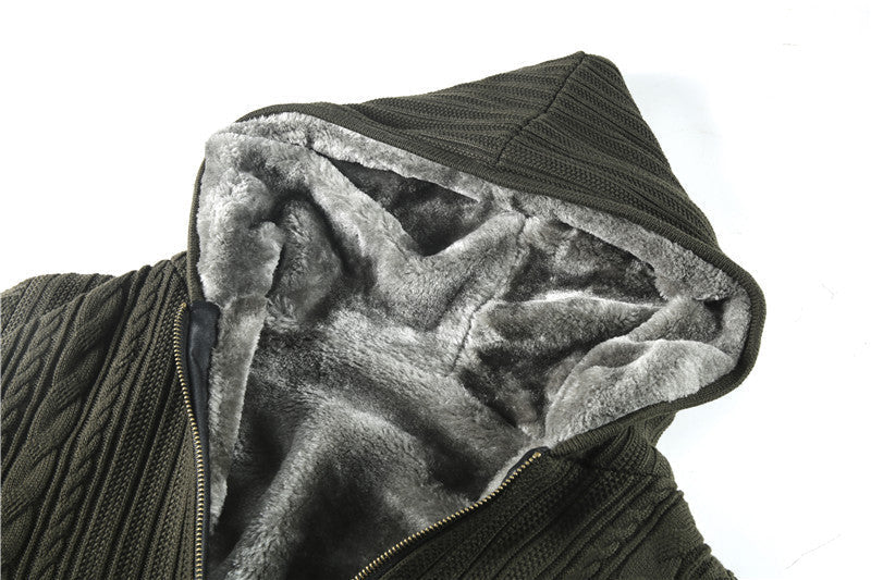 Autumn And Winter Fleece-lined Men's Loose Sweater Casual